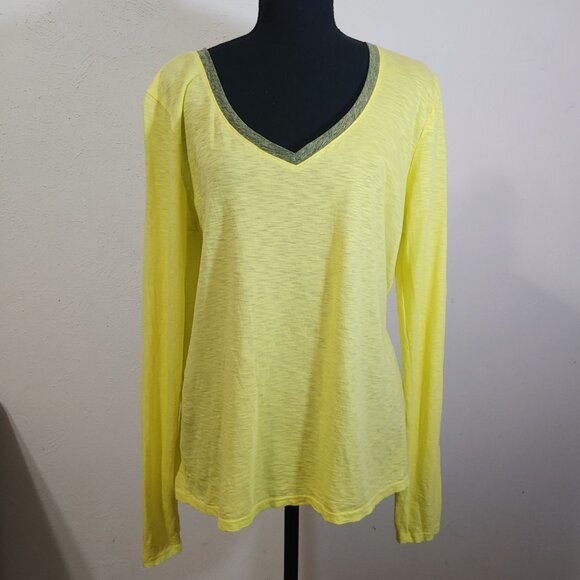 Michael Stars V Neck Supima Long Sleeve T Shirt OS - Picture 1 of 6